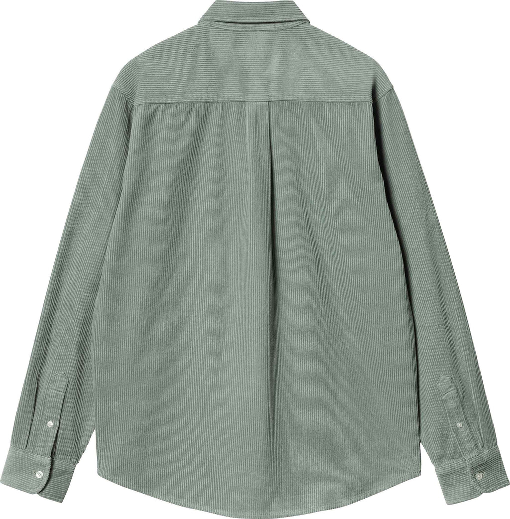 Carhartt Wip Camicia L/s Madison Cord Shirt Glassy Teal Black Verde Uomo - 2
