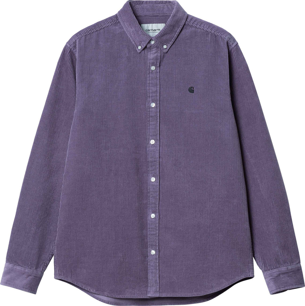 Carhartt Wip Camicia L/s Madison Cord Shirt Glassy Purple Black Viola Uomo - 1