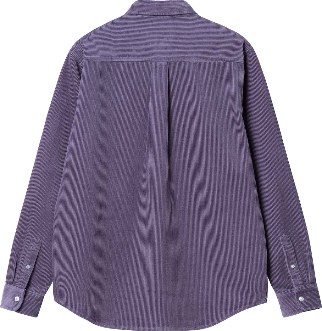 Carhartt Wip Camicia L/s Madison Cord Shirt Glassy Purple Black Viola Uomo - 2