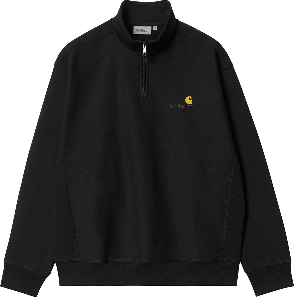 Carhartt Wip Felpa Half Zip American Script Sweat Black Nero Uomo - 1
