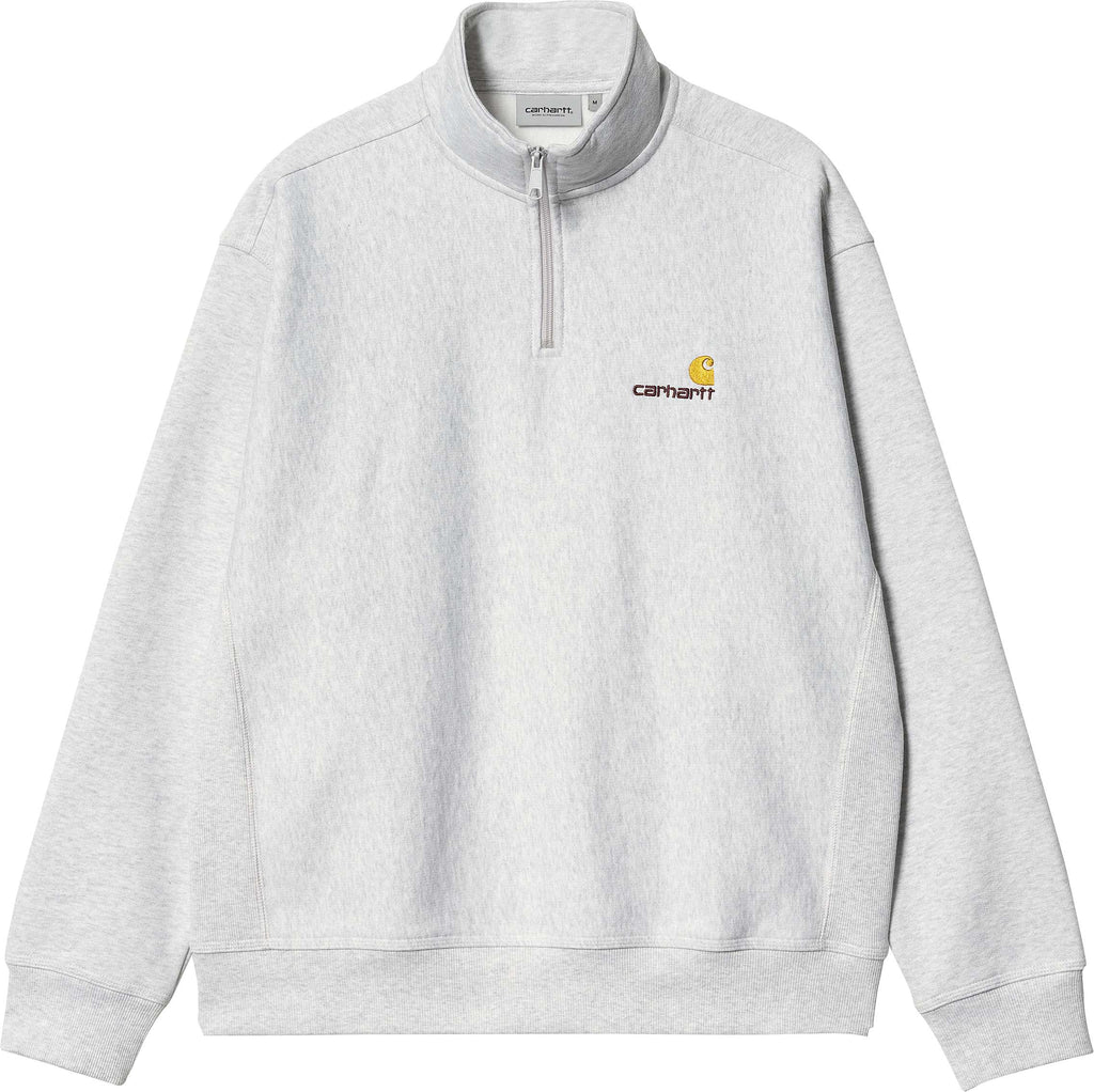 Carhartt Wip Felpa Half Zip American Script Sweat Ash Heather Grigio Uomo - 1