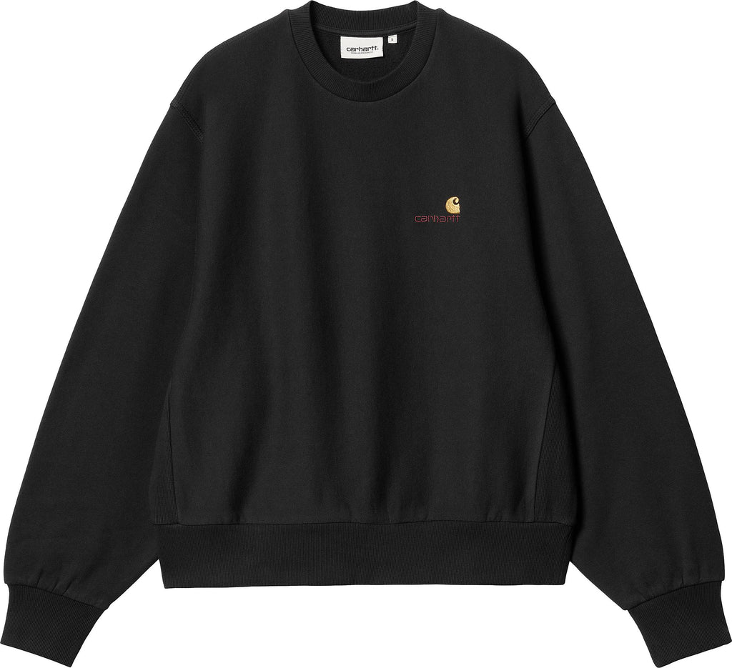 Carhartt Wip Felpa W American Script Sweat Black Nero Donna - 1