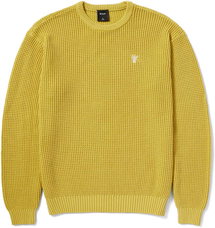 Huf Maglione Filmore Waffle Knit Sweater Cactus Giallo Uomo - 1