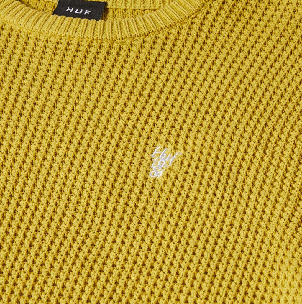 Huf Maglione Filmore Waffle Knit Sweater Cactus Giallo Uomo - 3