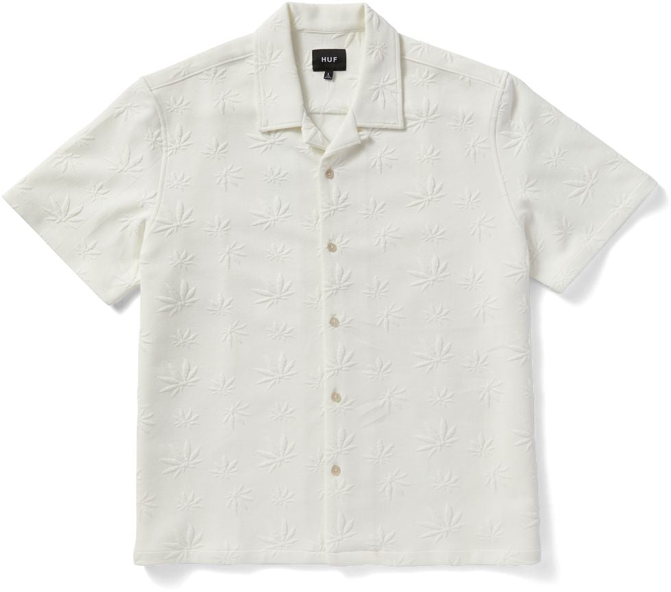 Huf Camicia Plantlife Jacquard Shirt White Bianco Uomo - 1