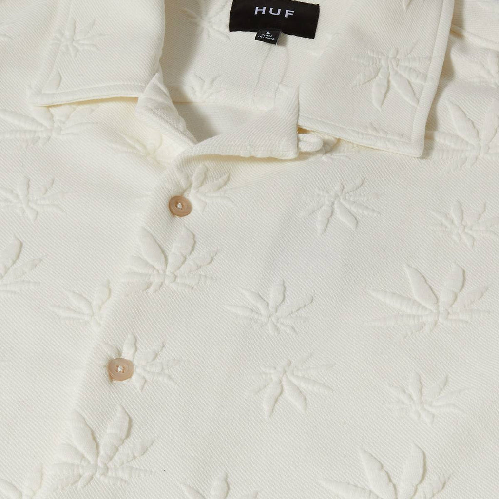 Huf Camicia Plantlife Jacquard Shirt White Bianco Uomo - 3