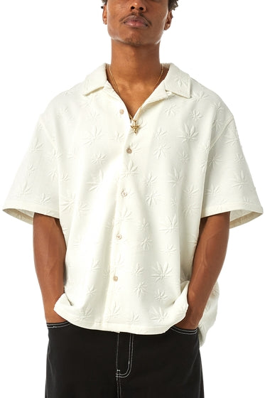 Huf Camicia Plantlife Jacquard Shirt White Bianco Uomo - 4