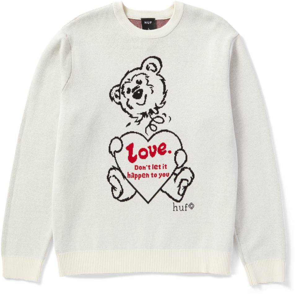 Huf Maglione Bad News Crewneck Sweater Bone Grigio Uomo - 1