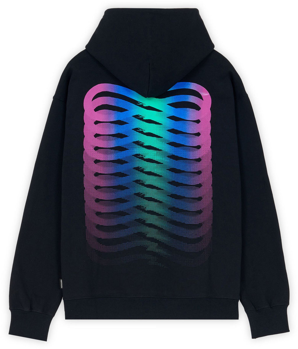 Propaganda Felpa Ribs Gradient Hoodie Black Nero Uomo - 1