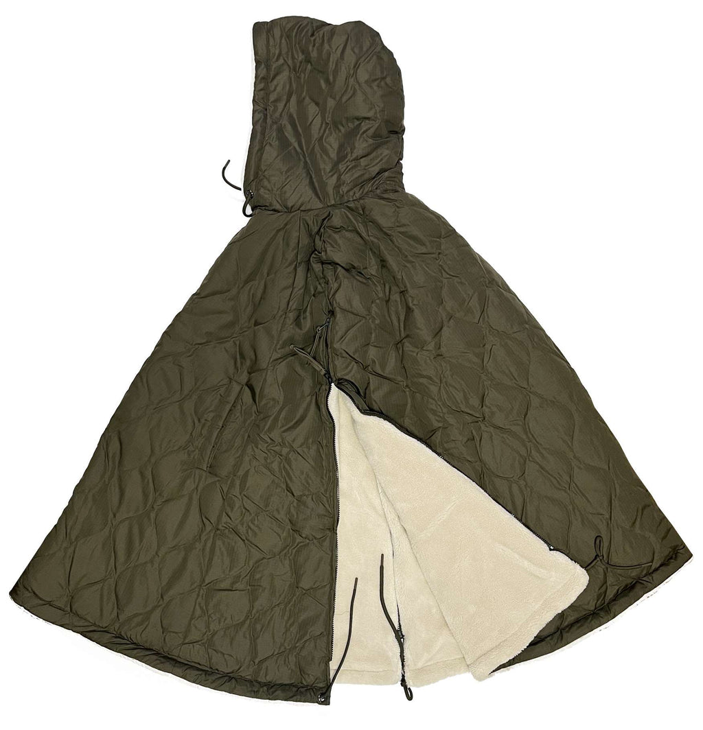 Taion Poncho Military Cape Dark Olive Cream Verde Uomo - 4