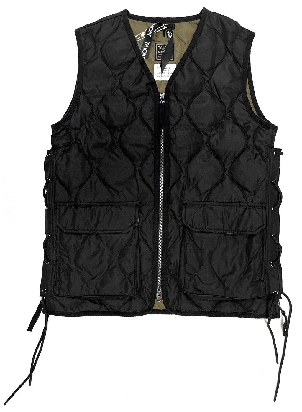 Taion Gilet W Zip Lace Up V Vest Black Nero Uomo - 1