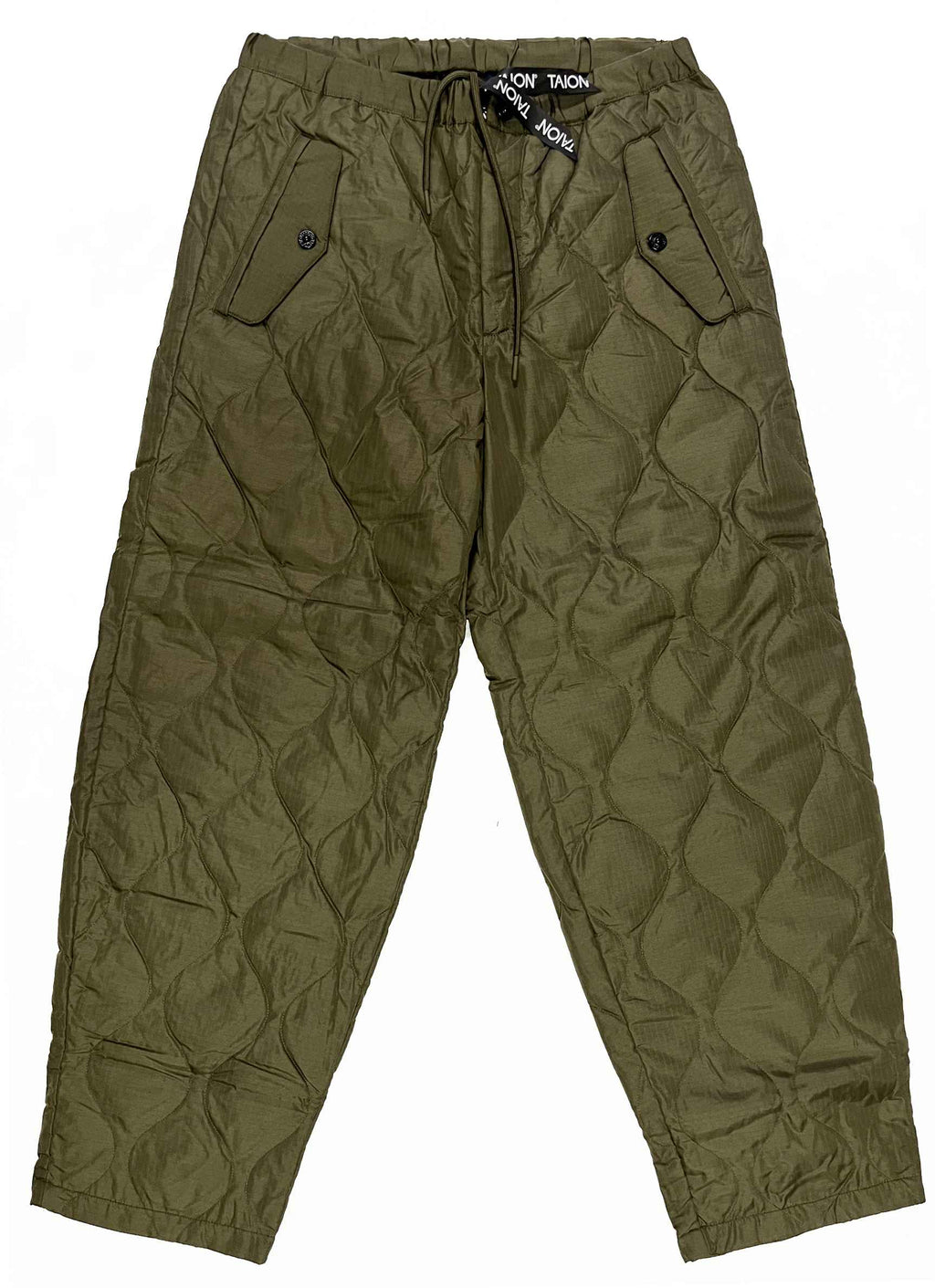 Taion Pantalone Military Wide Down Pants Dark Olive Verde Uomo - 1