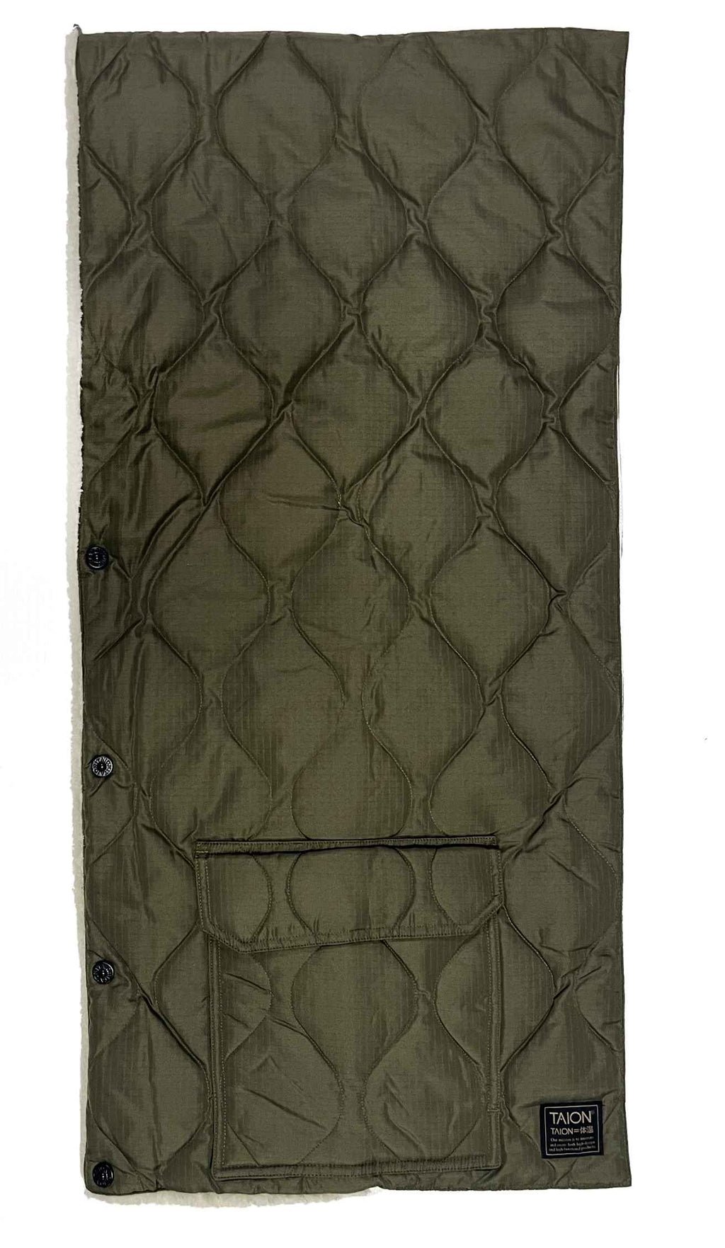 Taion Sciarpa Military Reversible Down Stole Dark Olive Cream Verde Uomo - 2