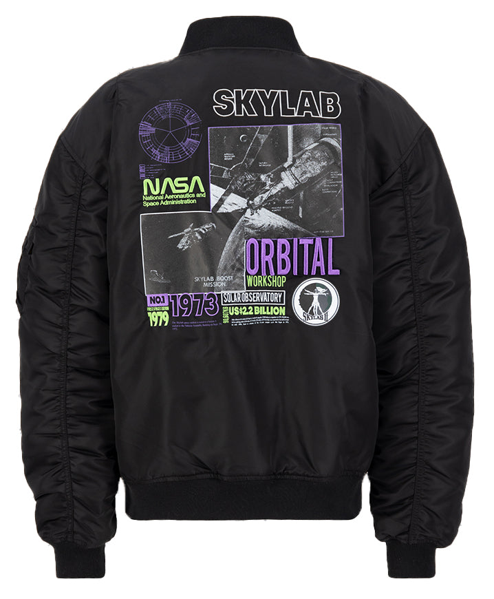 Alpha Industries Giacca Ma-1 Nasa Skylab Bomber Black Green Nero Uomo - 1