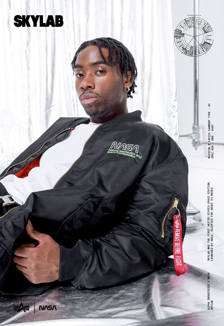 Alpha Industries Giacca Ma-1 Nasa Skylab Bomber Black Green Nero Uomo - 5