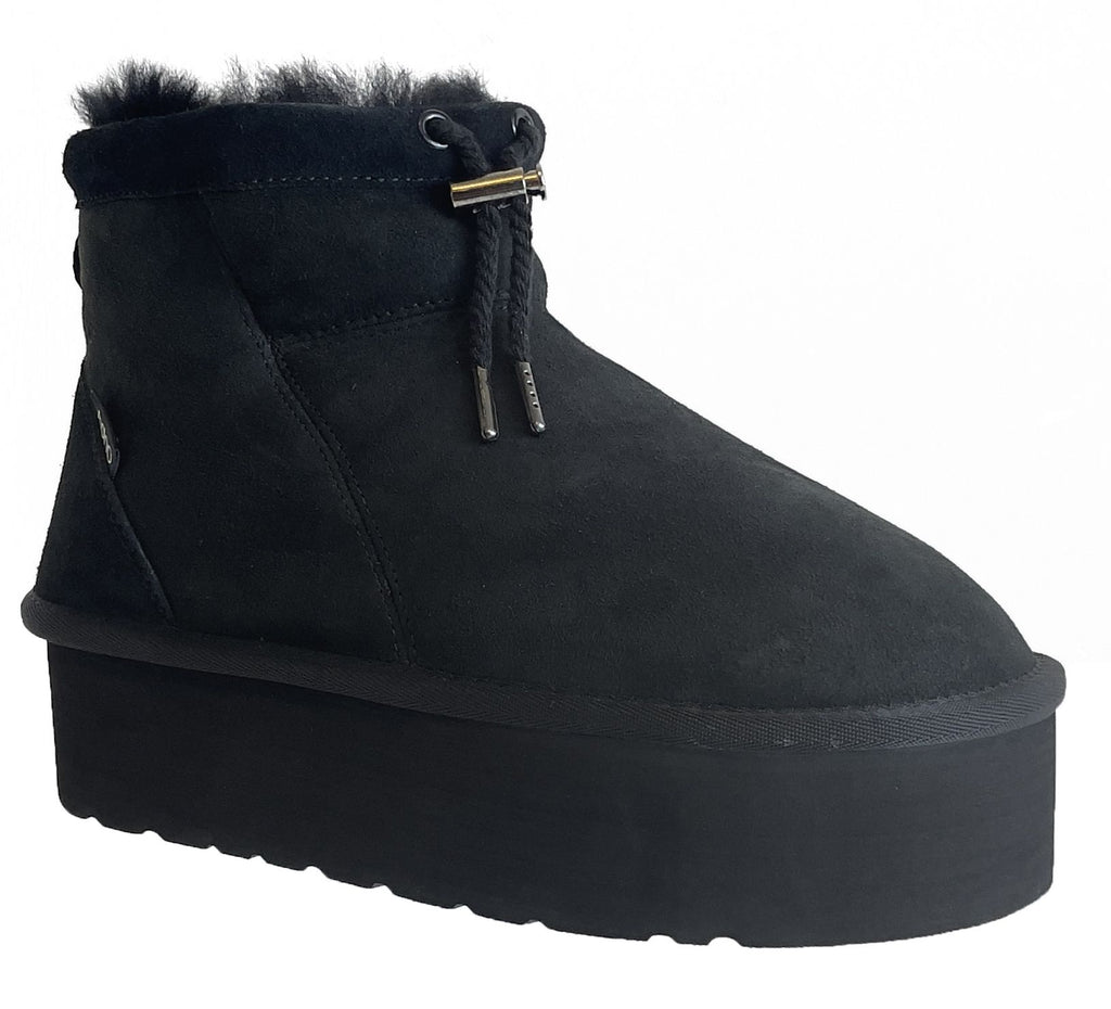 Adno Stivali Maxi Lull Bootie 6.4 W Sheep Skin Suede Black Nero Donna - 2