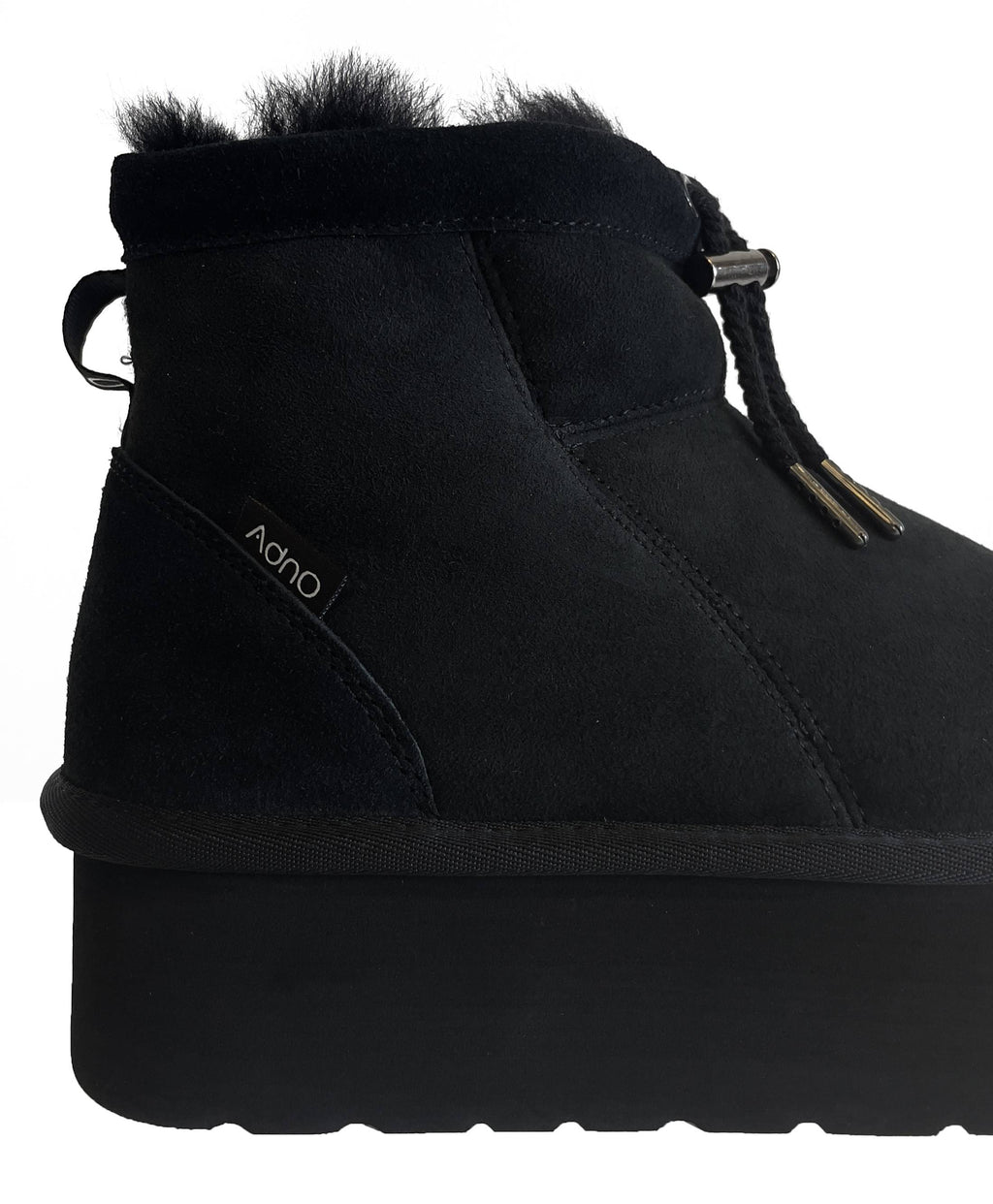 Adno Stivali Maxi Lull Bootie 6.4 W Sheep Skin Suede Black Nero Donna - 5