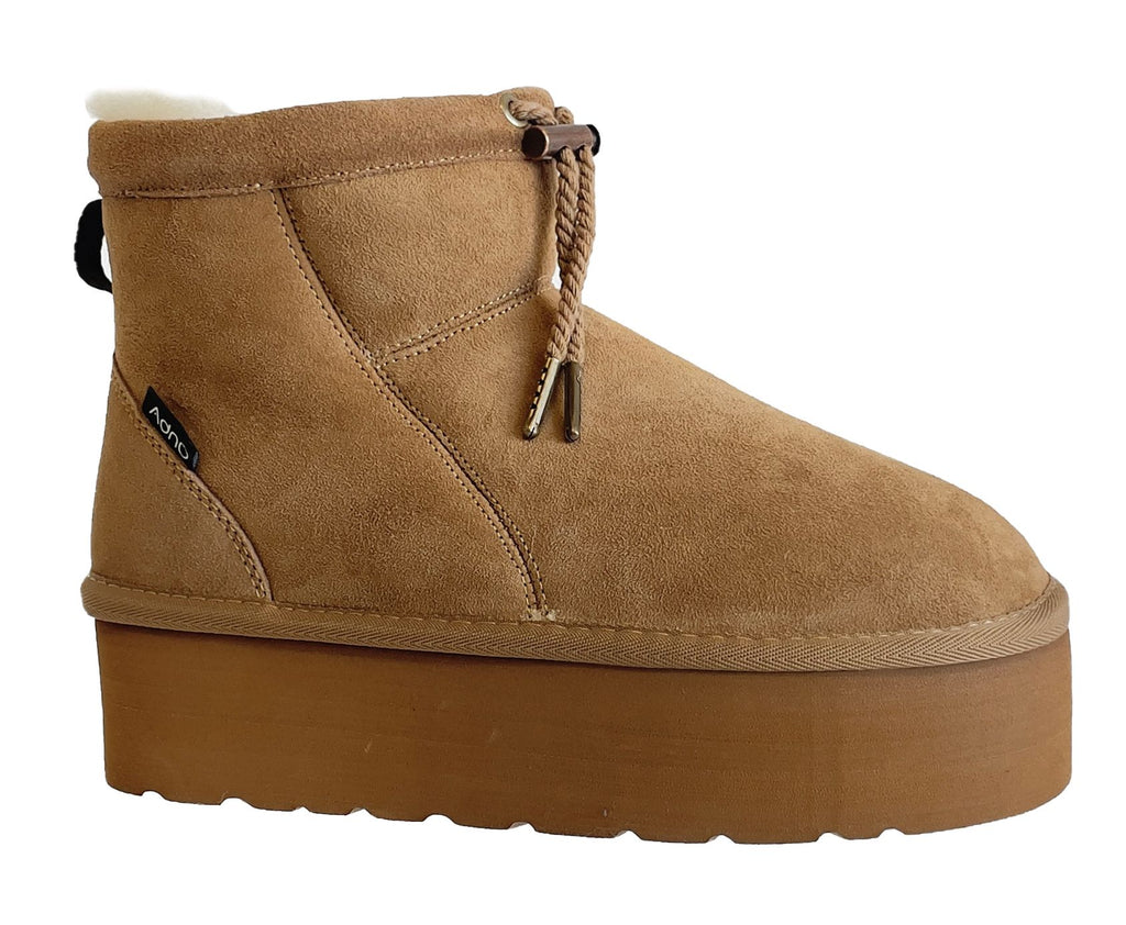Adno Stivali Maxi Lull Bootie 6.4 W Sheep Skin Suede Chestnut Marrone Donna - 2