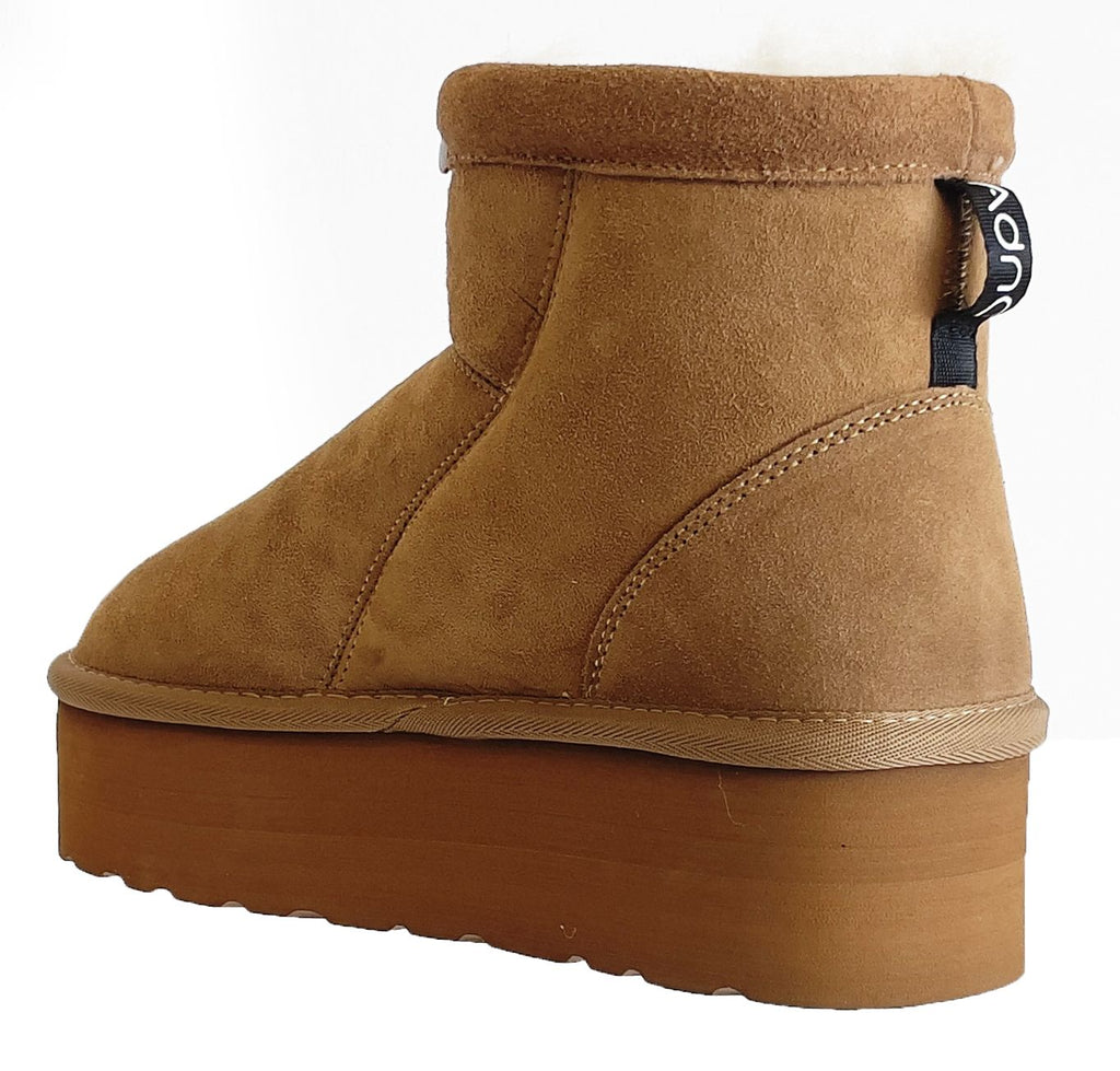 Adno Stivali Maxi Lull Bootie 6.4 W Sheep Skin Suede Chestnut Marrone Donna - 4