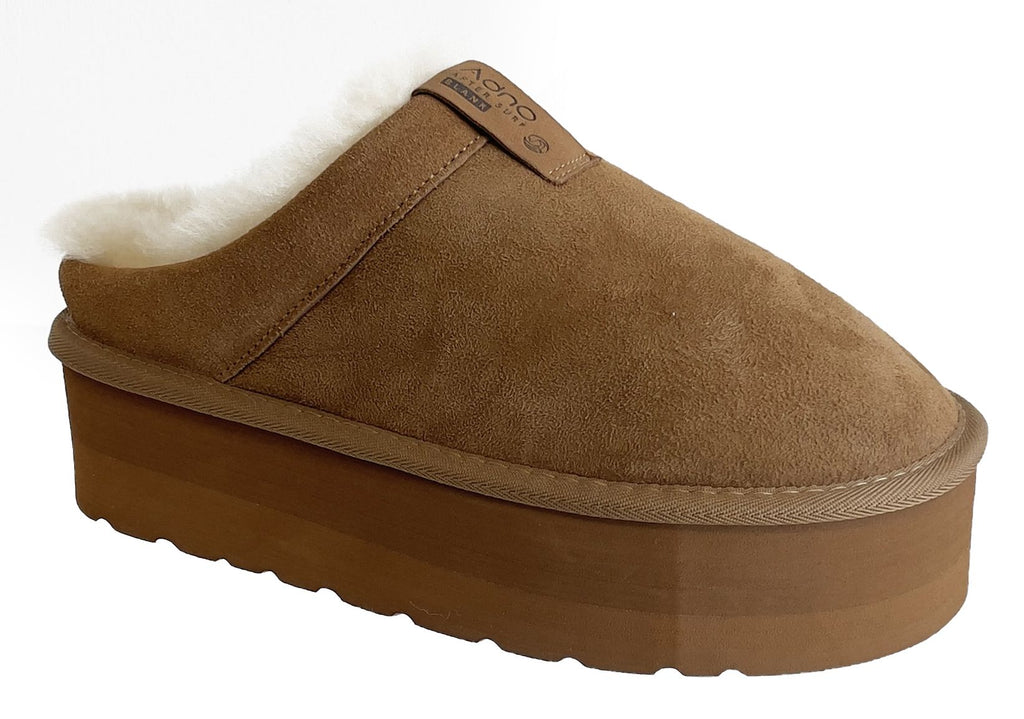 Adno Scarpe Maxi Lull Slide 5.0 1000 W Sheep Skin Suede Chestnut Marrone Donna - 3