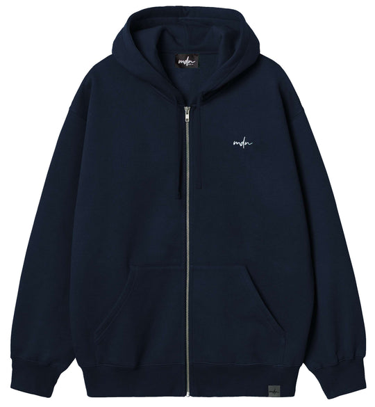 Mdn Felpa Ebroided Basic Logo Zip Hoodie Navy White Uomo Blue