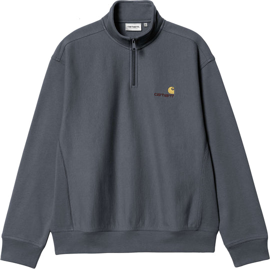 Carhartt Wip Felpa Half Zip American Script Sweat Zeus Uomo Grigio