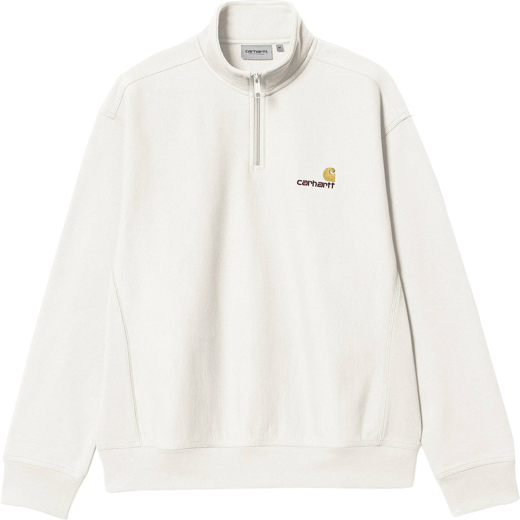Carhartt Wip Felpa Half Zip American Script Sweat Wax Bianco Uomo - 1