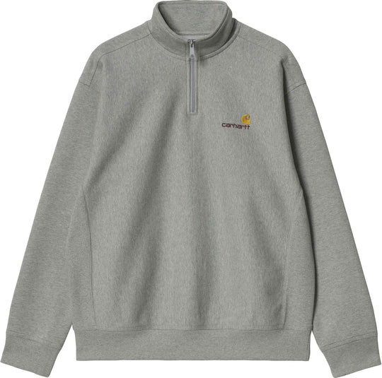 Carhartt Wip Felpa Half Zip American Script Sweat Grey Heather Uomo Grigio