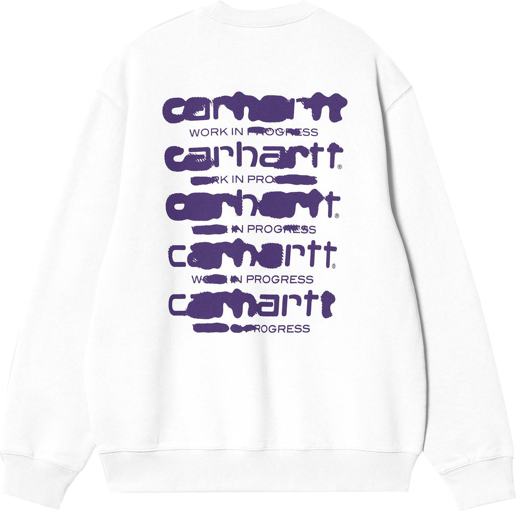 Carhartt Wip Felpa Ink Bleed Sweat White Tyrian Stone Washed Bianco Uomo - 2