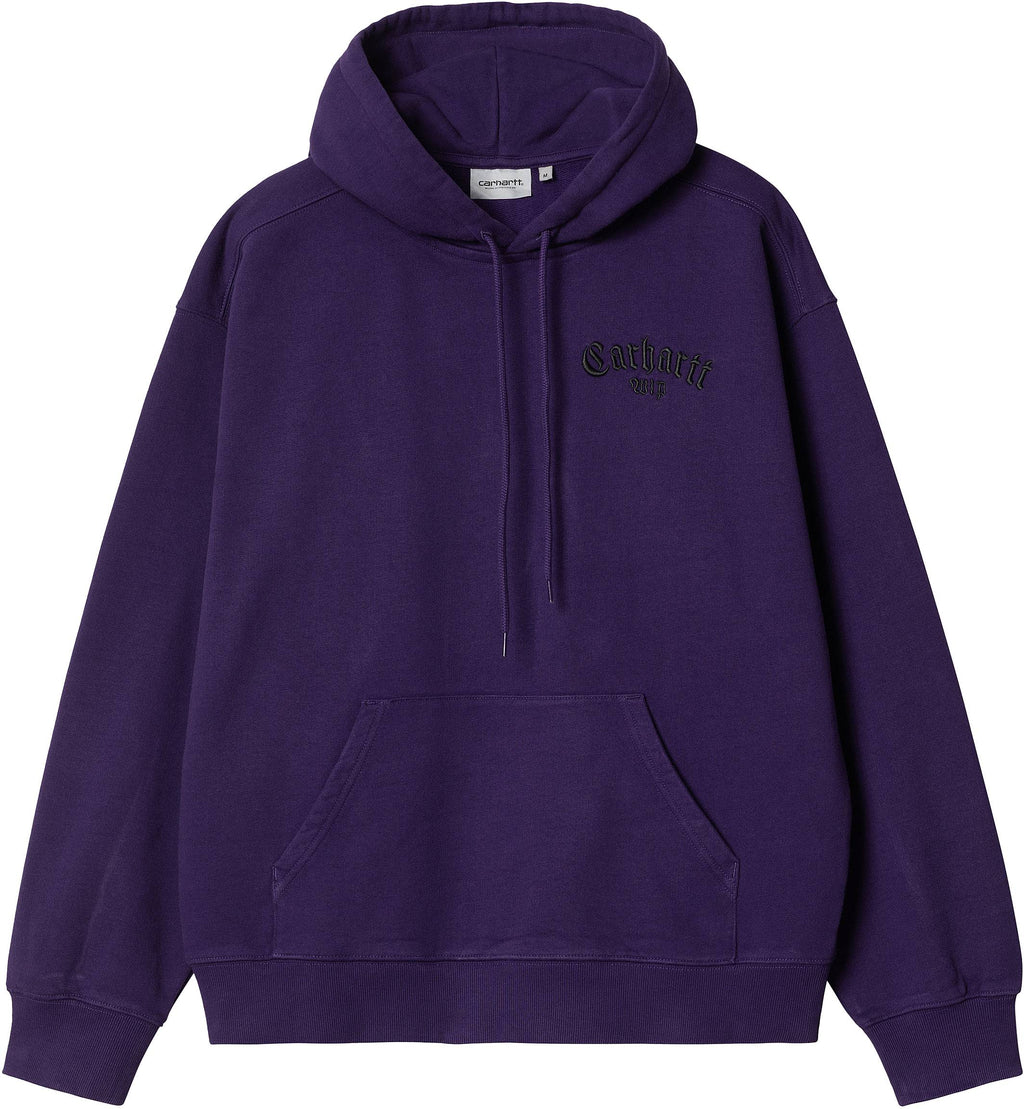 Carhartt Wip Felpa Hooded Onyx Script Sweat Tyrian Black Viola Uomo - 1