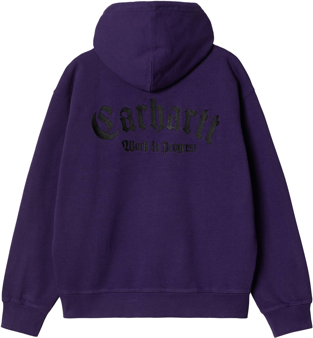 Carhartt Wip Felpa Hooded Onyx Script Sweat Tyrian Black Viola Uomo - 2