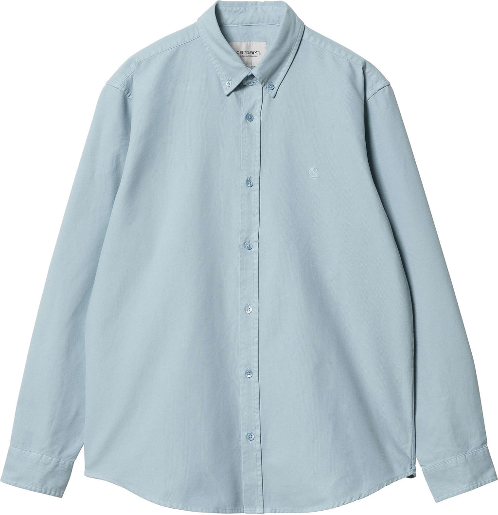 Carhartt Wip Camicia L/s Bolton Shirt Frosted Blue Garment Dyed Uomo - 1