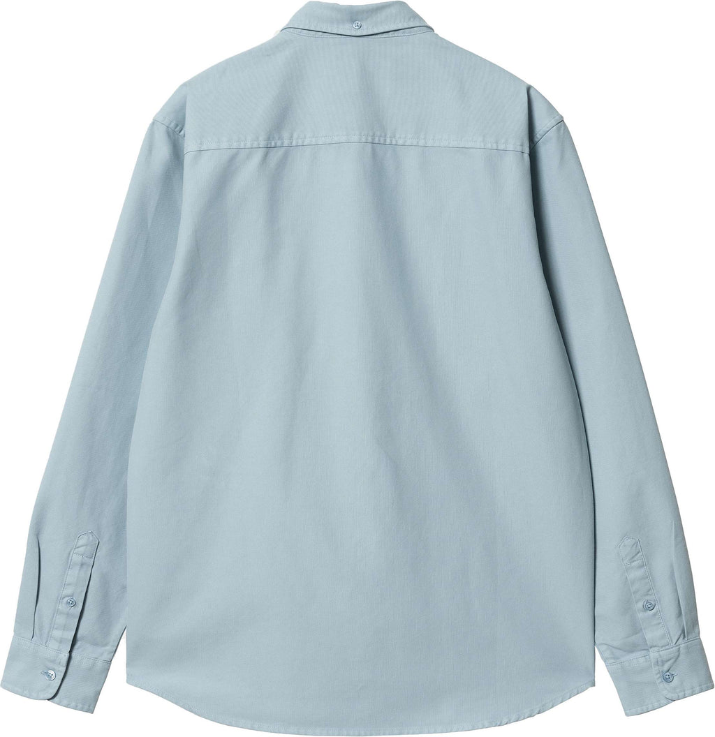 Carhartt Wip Camicia L/s Bolton Shirt Frosted Blue Garment Dyed Uomo - 2