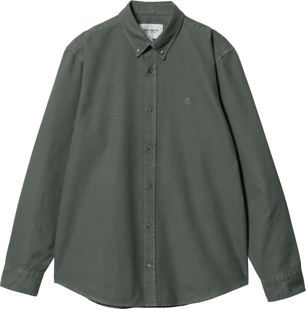 Carhartt Wip Camicia L/s Bolton Shirt Jura Garment Dyed Verde Uomo - 1