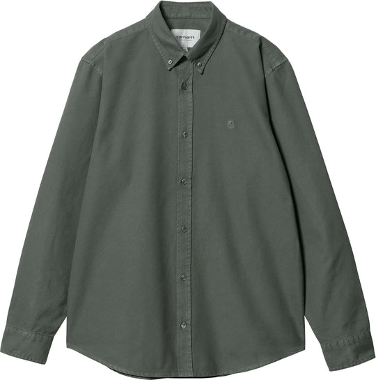 Carhartt Wip Camicia L/s Bolton Shirt Jura Garment Dyed Uomo Verde