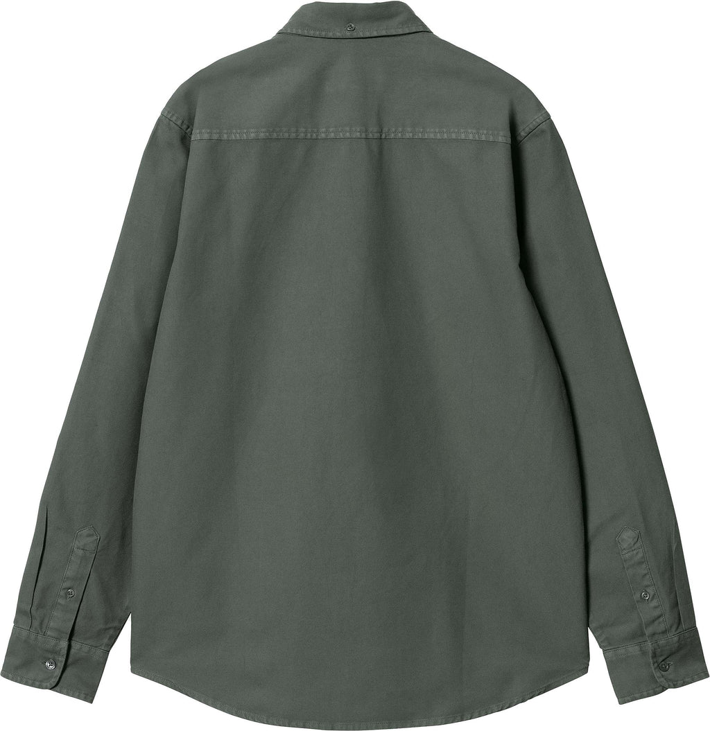 Carhartt Wip Camicia L/s Bolton Shirt Jura Garment Dyed Verde Uomo - 2