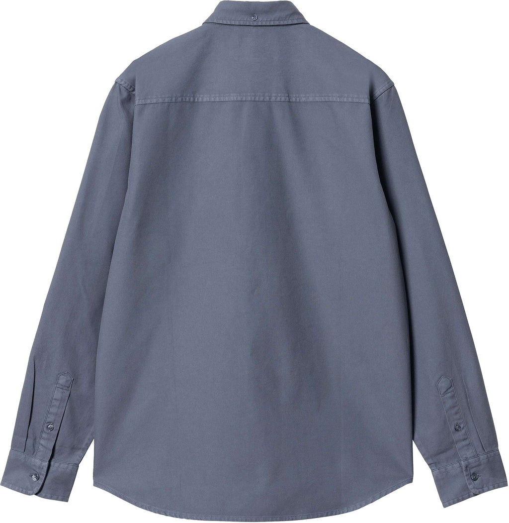 Carhartt Wip Camicia L/s Bolton Shirt Hudson Garment Dyed Blue Uomo - 2