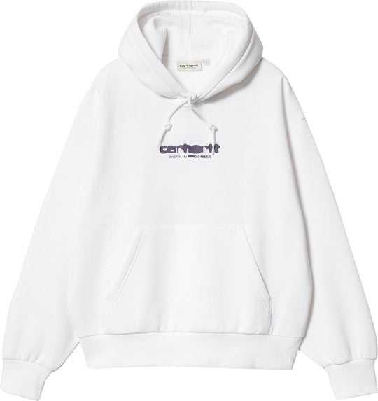 Carhartt Wip Felpa W Hooded Ink Bleed Sweat White Tyrian Donna Bianco