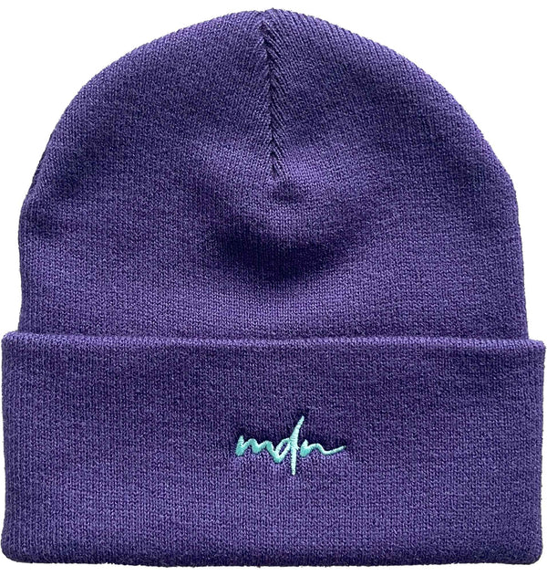 MDN cuffia Acrylic Logo Beanie purple turquoise