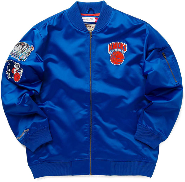 Mitchell & Ness giacca Nba Lightweight Satin Bomber New York knicks blue