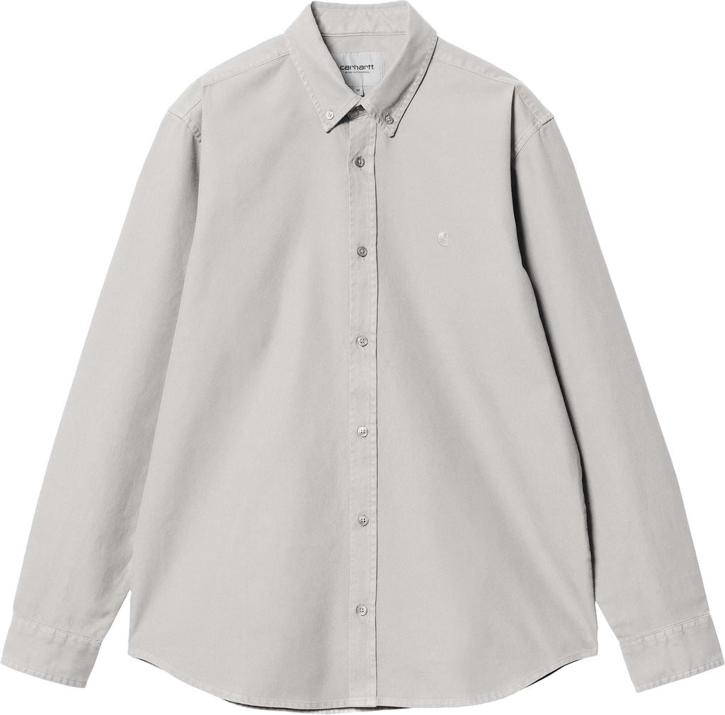 Carhartt Wip Camicia L/s Bolton Shirt Sonic Silver Garment Dyed Grigio Uomo - 1