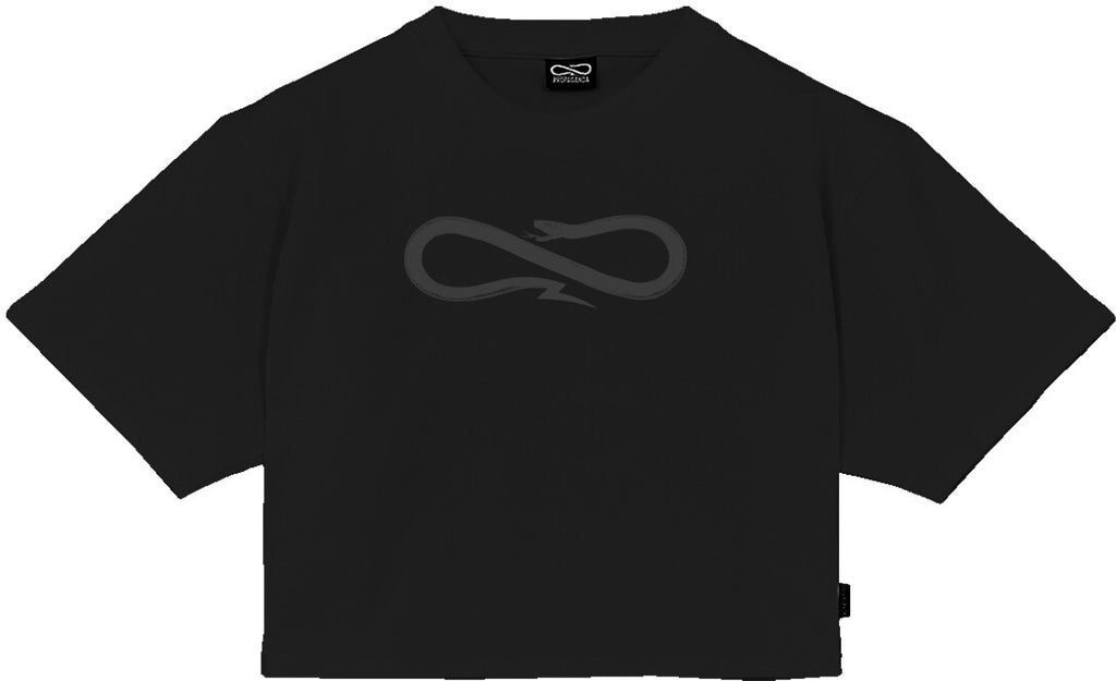 Propaganda T-shirt Logo Woman Crop Top Tee Black Nero Donna - 1
