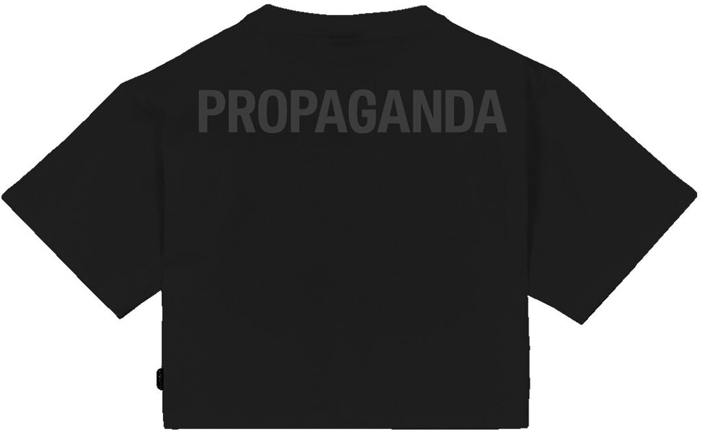 Propaganda T-shirt Logo Woman Crop Top Tee Black Nero Donna - 2