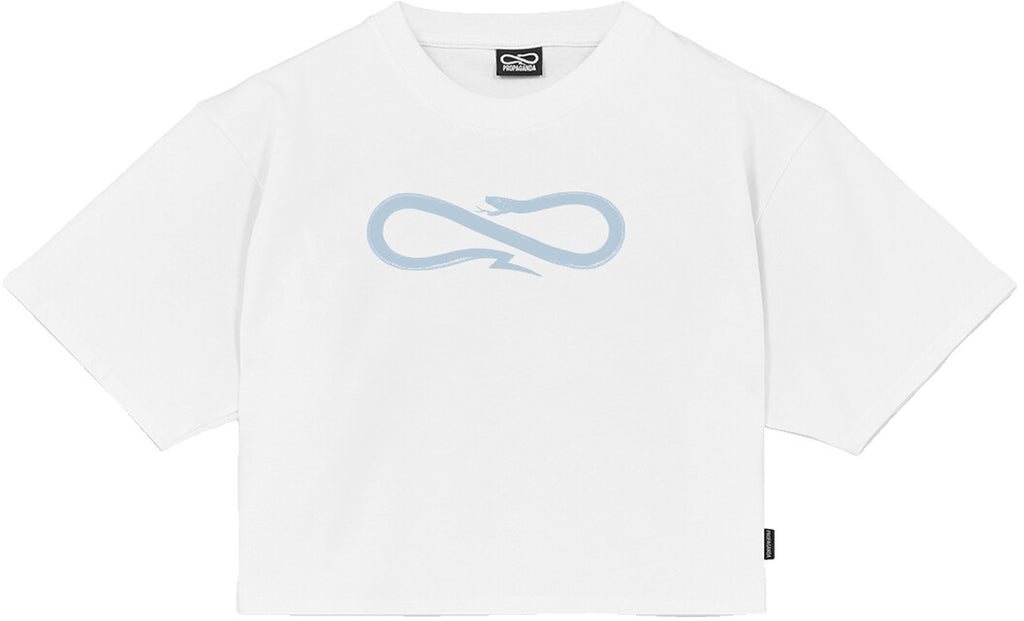 Propaganda T-shirt Logo Woman Crop Top Tee White Bianco Donna - 1