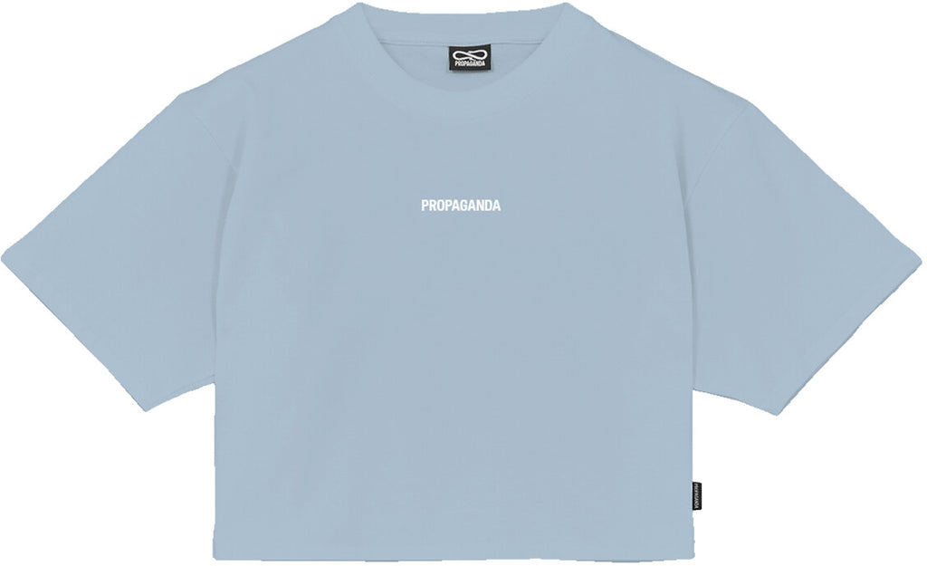 Propaganda T-shirt Ribs Woman Crop Top Tee Sky Blue Donna - 2