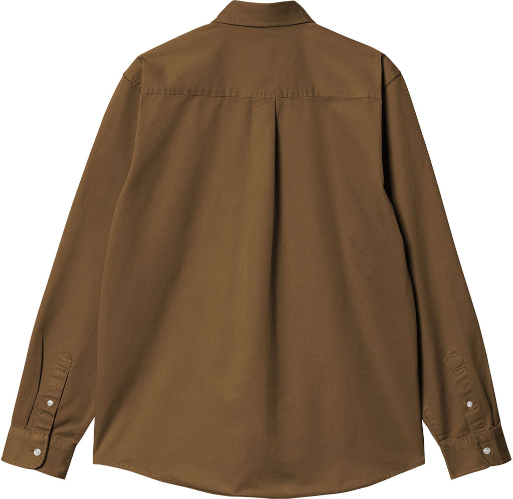 Carhartt Wip Camicia L/s Madison Shirt Lumber White Marrone Uomo - 2