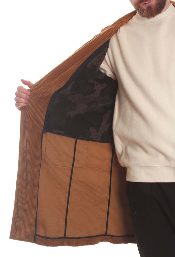 Bottega Chilometri Zero Giacca Madson Cappotto Sfoderabile Velluto Nespola Beige Uomo - 4