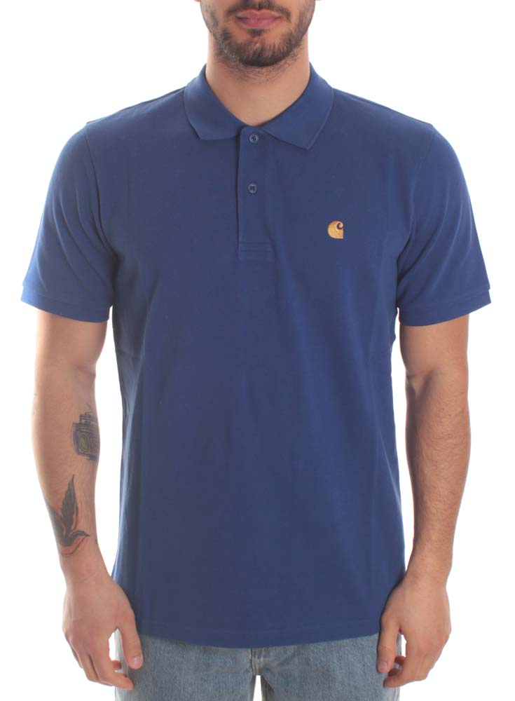 Carhartt Wip Carhartt T-shirt Chase Pique Polo Submarine Gold Blu Uomo - 1