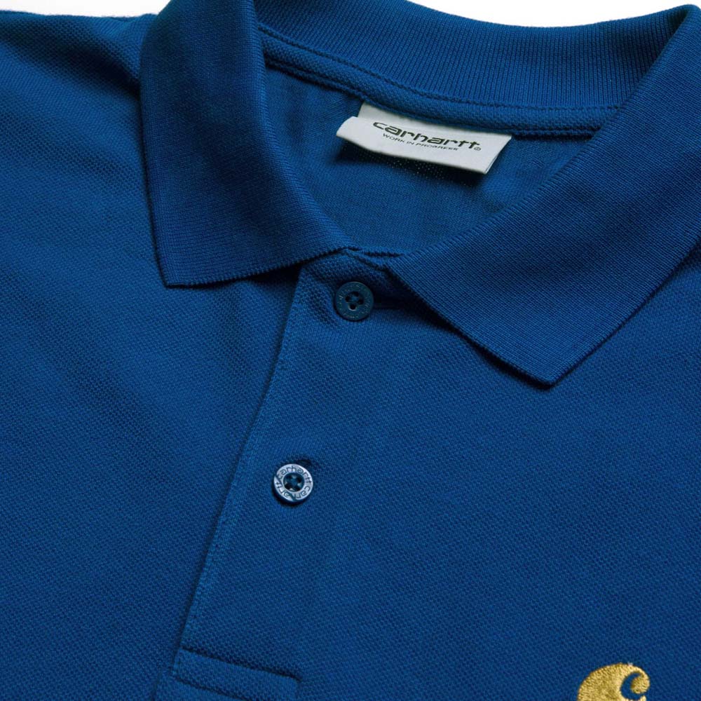 Carhartt Wip Carhartt T-shirt Chase Pique Polo Submarine Gold Blu Uomo - 3