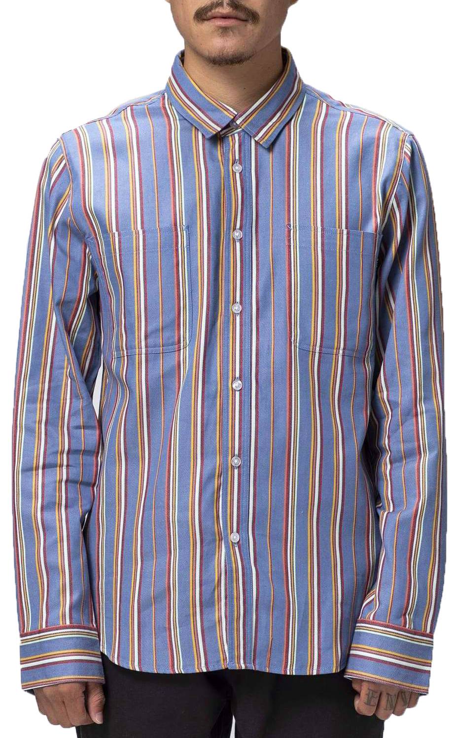 Huf Camicia Taylor Work Woven Long Sleeve Shirt Indigo Uomo - 1